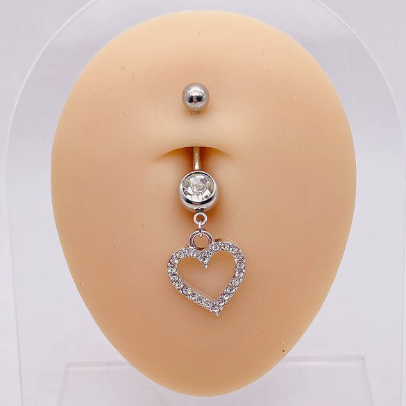 Wholesale Stainless Steel Heart Shape Pendant Navel Ring Jewelry With Electroplating