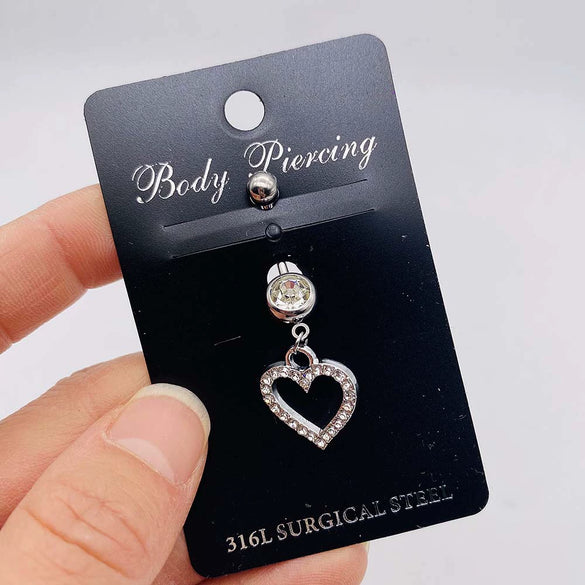 Wholesale Stainless Steel Heart Shape Pendant Navel Ring Jewelry With Electroplating