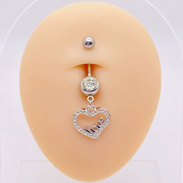 Wholesale Stainless Steel Heart Shape Pendant Navel Ring Jewelry With Electroplating