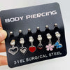 Wholesale Stainless Steel Heart Shape Pendant Navel Ring Jewelry With Electroplating