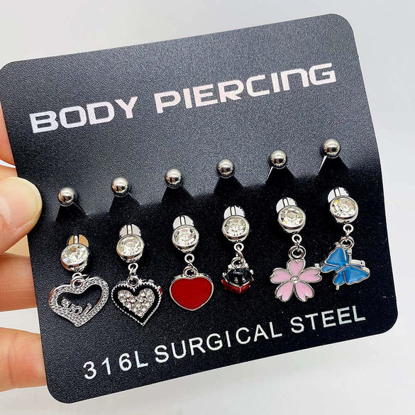 Wholesale Stainless Steel Heart Shape Pendant Navel Ring Jewelry With Electroplating
