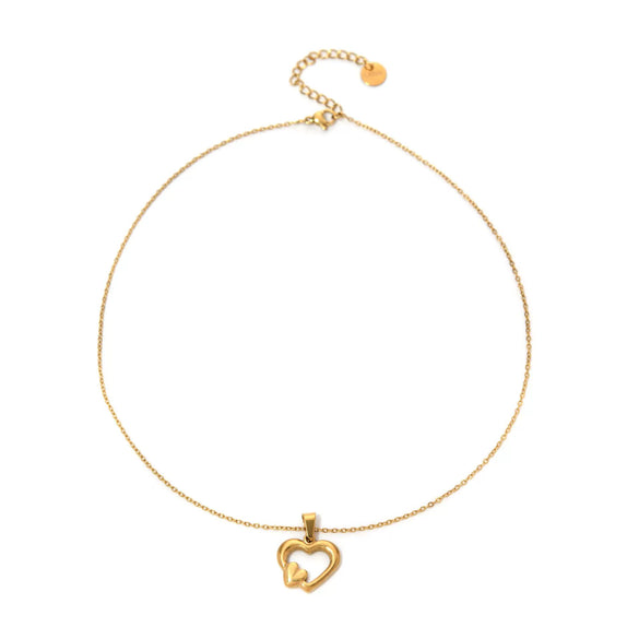 Wholesale Stainless Steel Heart Shape Pendant Necklace For Women Electroplated Fashion Trend Clavicle Chain