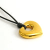 Wholesale Stainless Steel Heart Shape Pendant Necklace With Black Wax Rope And Electroplating
