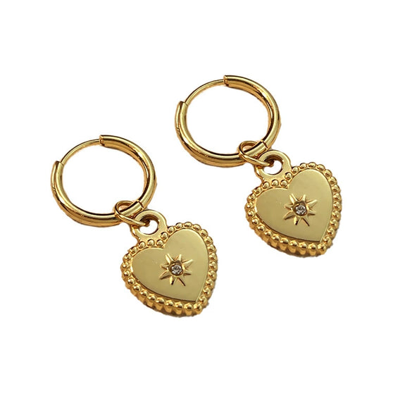Wholesale Stainless Steel Heart Shape Retro Electroplating Women's Earrings