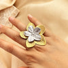 Wholesale Stainless Steel Heart Shape Ring Double Gold And Silver Color Matching Electroplating Design Natural Geometric Style Unisex