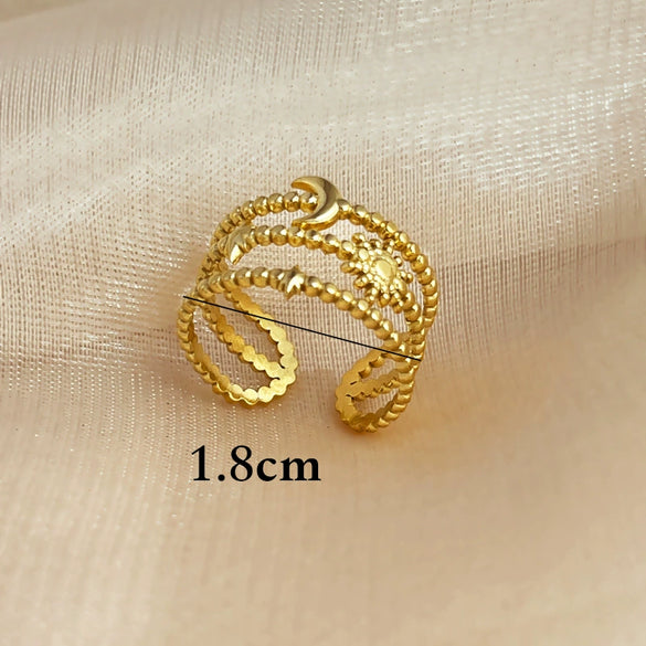 Wholesale Stainless Steel Heart Shape Ring Natural Geometric Style Electroplating For Women