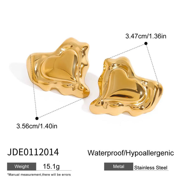 Wholesale Stainless Steel Heart Shape Rivet Electroplated Women's Earrings Jewelry