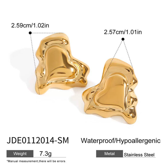 Wholesale Stainless Steel Heart Shape Rivet Electroplated Women's Earrings Jewelry
