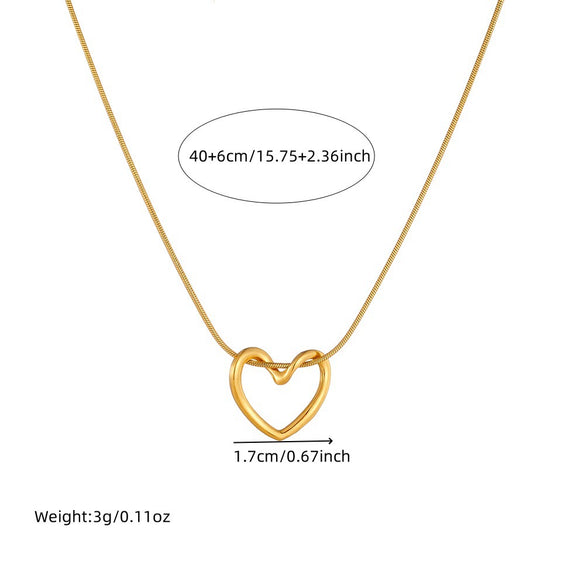 Wholesale Stainless Steel Heart Shape Snake Bone Chain Necklace Polished Electroplated For Women Fashion Style