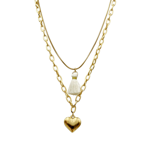 Wholesale Stainless Steel Heart Shape Stacking Style Pendant Necklace With 18K Goldplated Electroplating For Women