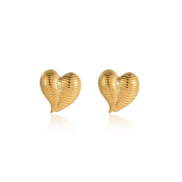 Wholesale Stainless Steel Heart Shape Striped Fashion Earrings With Electroplating For Women