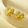 Wholesale Stainless Steel Heart Shape Striped Fashion Earrings With Electroplating For Women