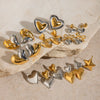 Wholesale Stainless Steel Heart Shape Vacuum Plated Women's Love Earrings Gold And Silver Double Color