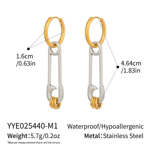 Wholesale Stainless Steel Heart Shape Vacuum Real Gold Plated Minimalist Geometric Pendant Earrings For Women