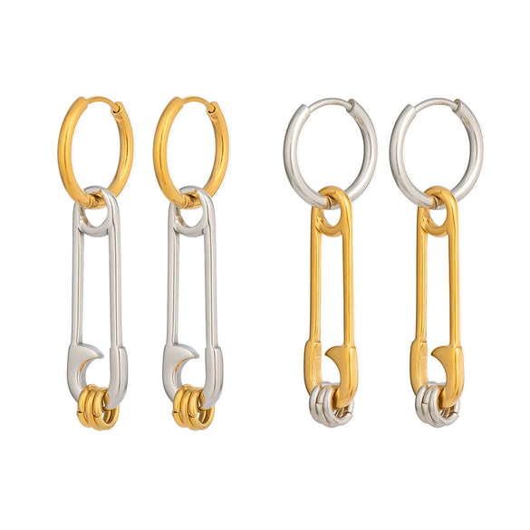 Wholesale Stainless Steel Heart Shape Vacuum Real Gold Plated Minimalist Geometric Pendant Earrings For Women