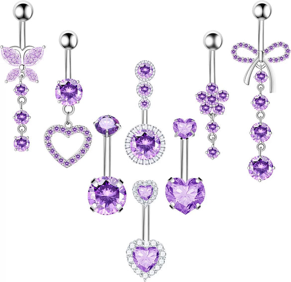 Wholesale Stainless Steel Heart Shape Zircon Inlaid Women's Navel Nail Body Piercing Jewelry