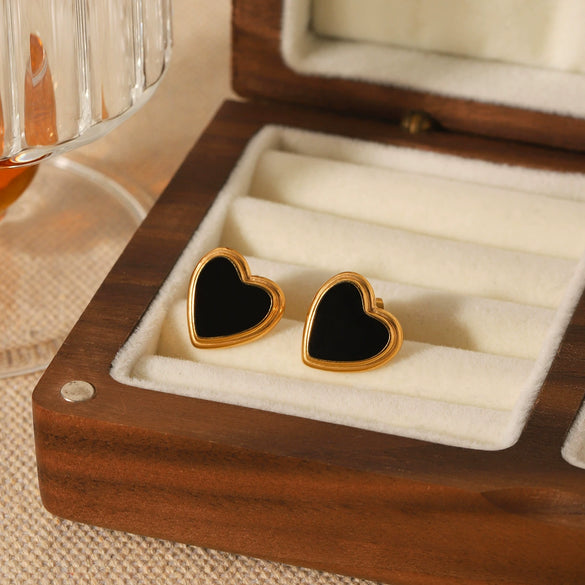 Wholesale Stainless Steel Heart Shaped And Geometric Pattern Electroplated Women's Earrings