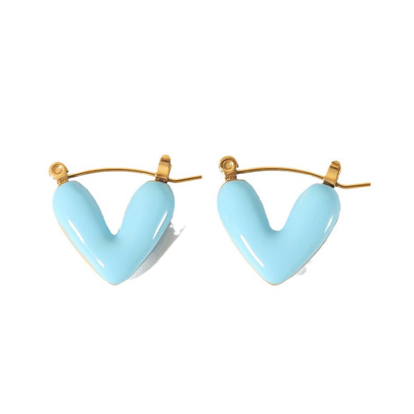 Wholesale Stainless Steel Heart Shaped And Patterned Electroplated Women's Earrings