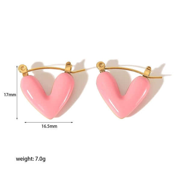 Wholesale Stainless Steel Heart Shaped And Patterned Electroplated Women's Earrings