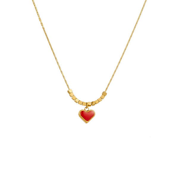 Wholesale Stainless Steel Heart Shaped Beaded Chain Necklace With Electroplating Treatment Fashionable And Highend