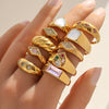 Wholesale Stainless Steel Heart Shaped Cast Electroplated Diamond Couple Rings Elegant Fashionable Retro And Versatile