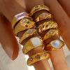 Wholesale Stainless Steel Heart Shaped Cast Electroplated Diamond Couple Rings Elegant Fashionable Retro And Versatile