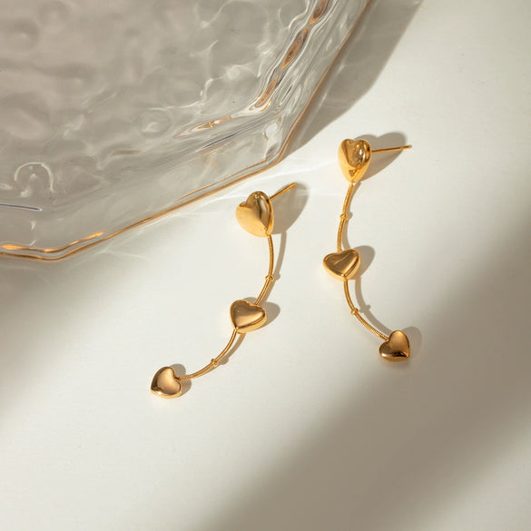 Wholesale Stainless Steel Heart Shaped Earrings Jewelry With Electroplating Treatment For Women