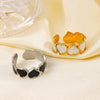 Wholesale Stainless Steel Heart Shaped Electroplated Ring For Women Black And White Oil Dripping Style