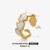 Wholesale Stainless Steel Heart Shaped Electroplated Ring For Women Black And White Oil Dripping Style