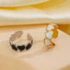 Wholesale Stainless Steel Heart Shaped Electroplated Ring For Women Black And White Oil Dripping Style