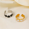 Wholesale Stainless Steel Heart Shaped Electroplated Ring For Women Black And White Oil Dripping Style