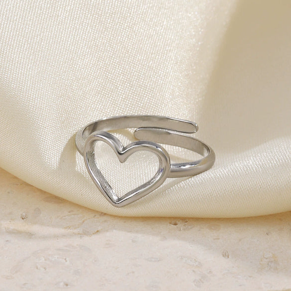 Wholesale Stainless Steel Heart Shaped Electroplated Women's Love Ring
