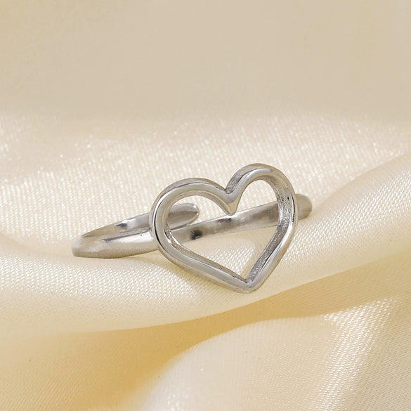 Wholesale Stainless Steel Heart Shaped Electroplated Women's Love Ring