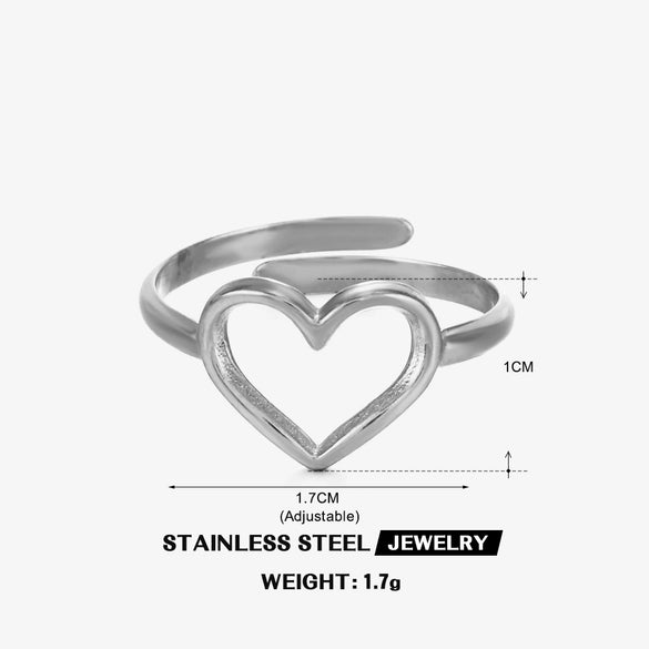 Wholesale Stainless Steel Heart Shaped Electroplated Women's Love Ring