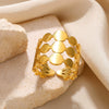 Wholesale Stainless Steel Heart Shaped Geometric Hollow Gold Plated Unisex Ring