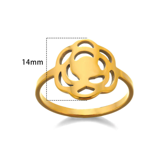 Wholesale Stainless Steel Heart Shaped Geometric Hollow Gold Plated Unisex Ring