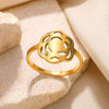 Wholesale Stainless Steel Heart Shaped Geometric Hollow Gold Plated Unisex Ring