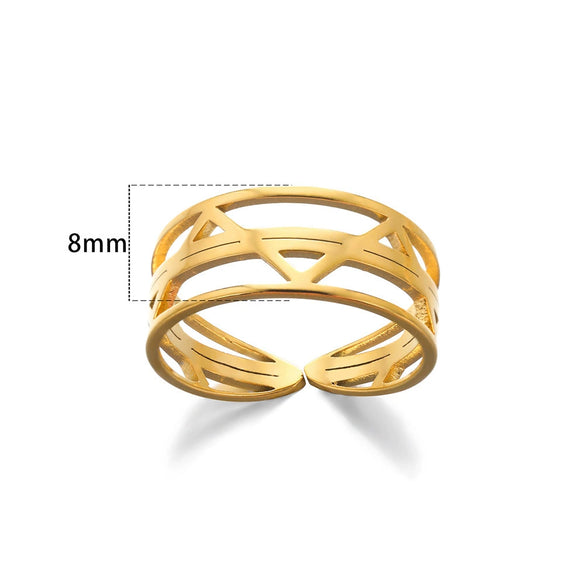 Wholesale Stainless Steel Heart Shaped Geometric Hollow Gold Plated Unisex Ring