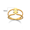 Wholesale Stainless Steel Heart Shaped Geometric Hollow Gold Plated Unisex Ring
