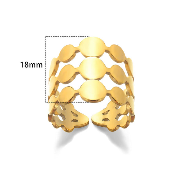 Wholesale Stainless Steel Heart Shaped Geometric Hollow Gold Plated Unisex Ring