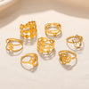 Wholesale Stainless Steel Heart Shaped Geometric Hollow Gold Plated Unisex Ring
