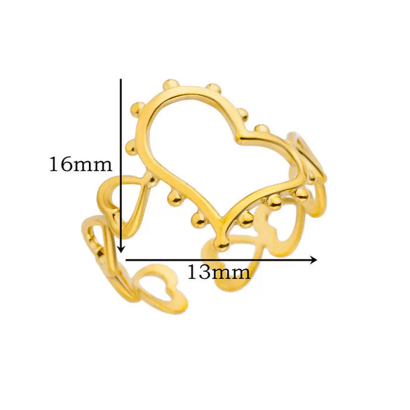 Wholesale Stainless Steel Heart Shaped Geometric Open Ring For Women Simple Style With Electroplating