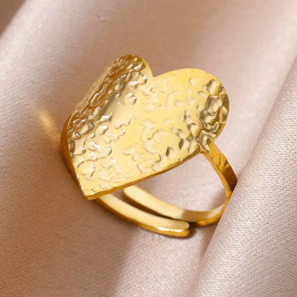 Wholesale Stainless Steel Heart Shaped Geometric Open Ring For Women Simple Style With Electroplating