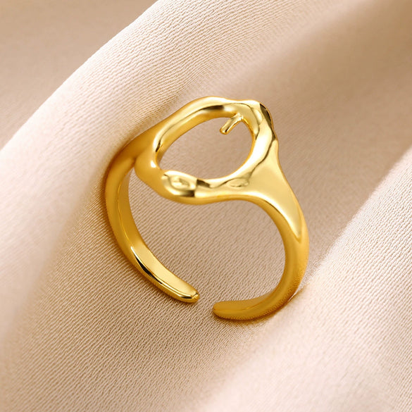 Wholesale Stainless Steel Heart Shaped Geometric Ring With Electroplating For Women