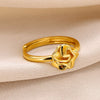 Wholesale Stainless Steel Heart Shaped Geometric Ring With Electroplating For Women