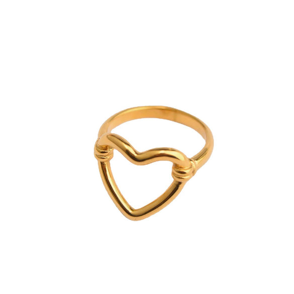 Wholesale Stainless Steel Heart Shaped 18K Gold Plated Women's Minimalist Ring