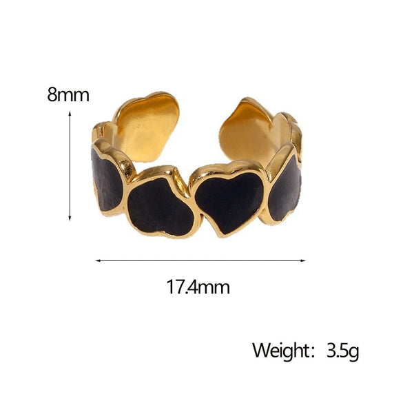 Wholesale Stainless Steel Heartd Love Dripping Oil Open Ring For Women With Electroplating Process