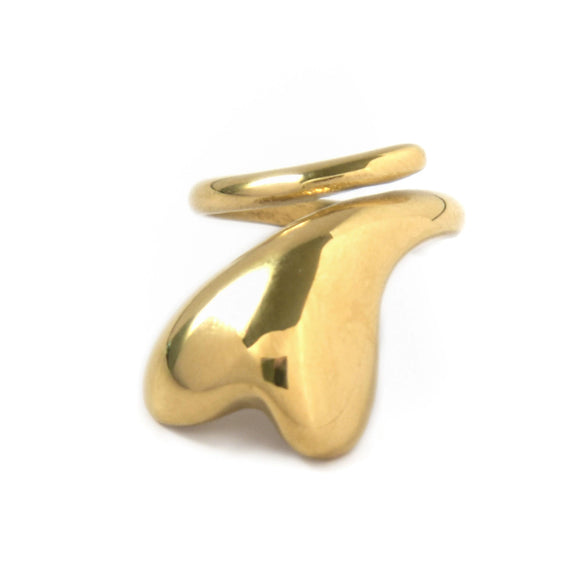 Wholesale Stainless Steel Heart Shaped Love Winding Opening Ring With Vacuum Plating And Electroplating