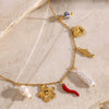 Wholesale Stainless Steel Heart Shaped Pearl Love Flower Pendant Necklace With Electroplating For Women