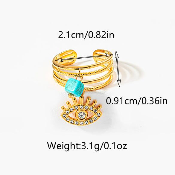 Wholesale Stainless Steel Heart Shaped Personality Devil's Eye Opening Ring Jewelry With Electroplating
